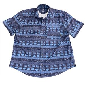 Sun River Clothing Co XL Button-Up Shirt Blue Western Buffalo Print Short Sleeve